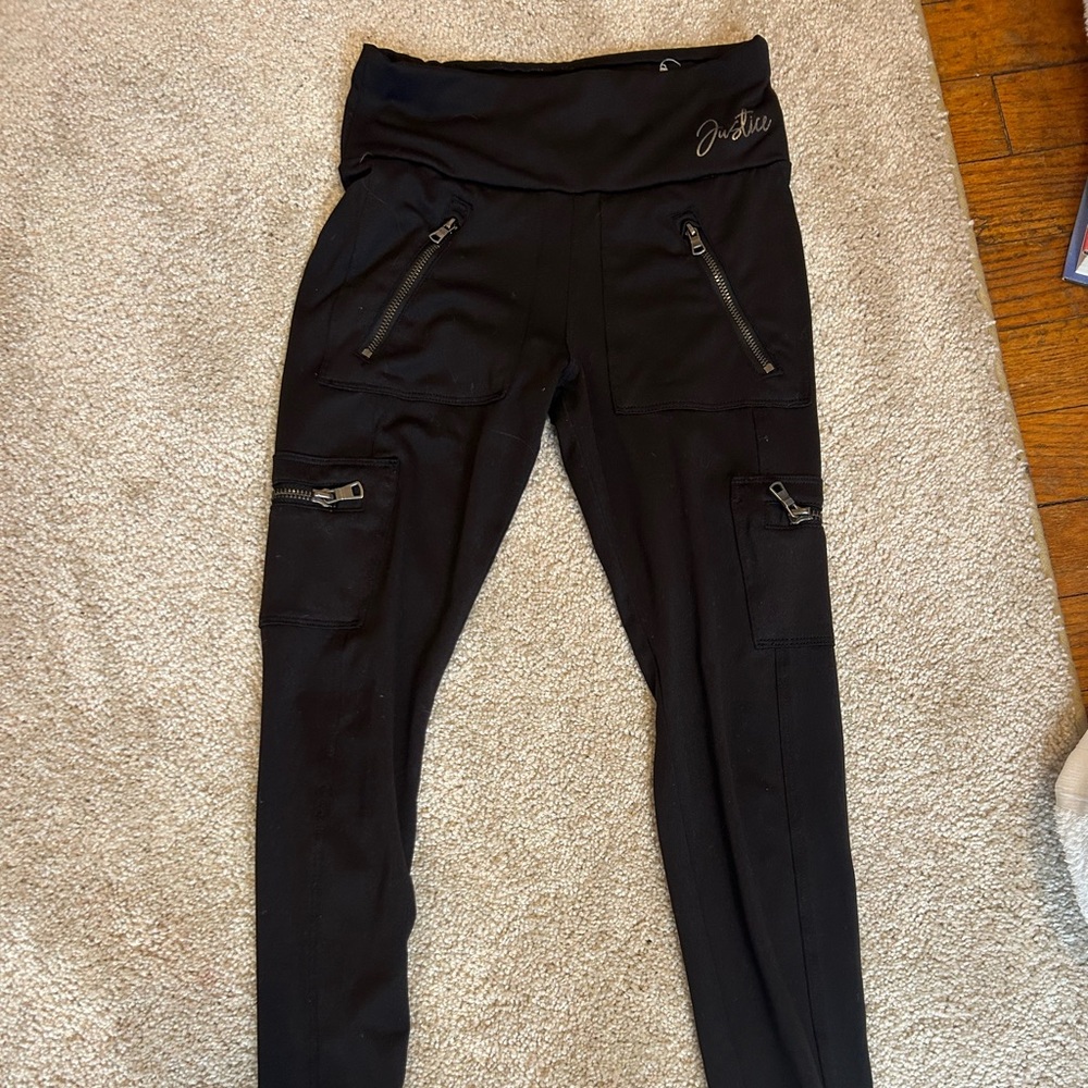 Justice Black Girls' Cargo Leggings with Zip Pockets